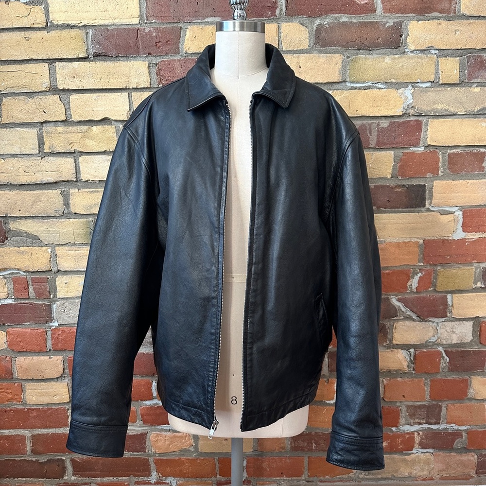 Vintage Oversized Black Gap Leather Jacket